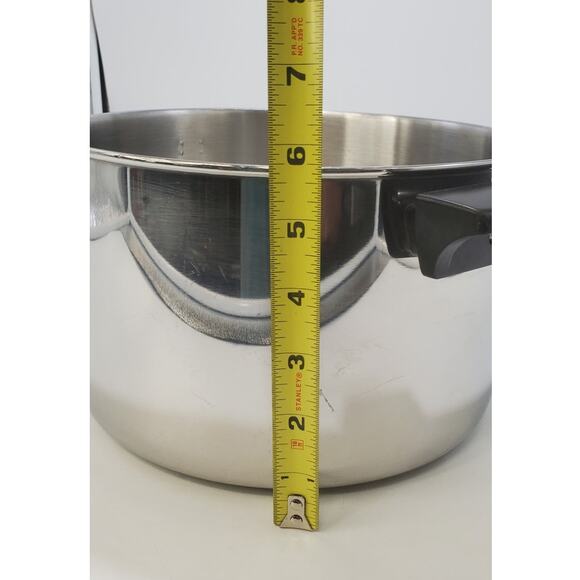 VTG Revere Ware 1801 Tri-Ply Stainless Steel Disk Bottom 6QT Stock Pot No Lid - Picture 4 of 6